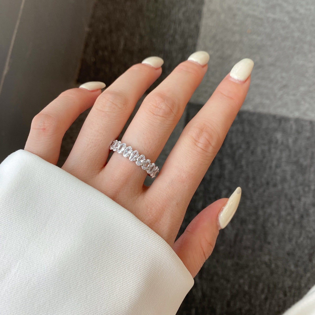[GALE]Ornate Oval Cut Tennis Ring