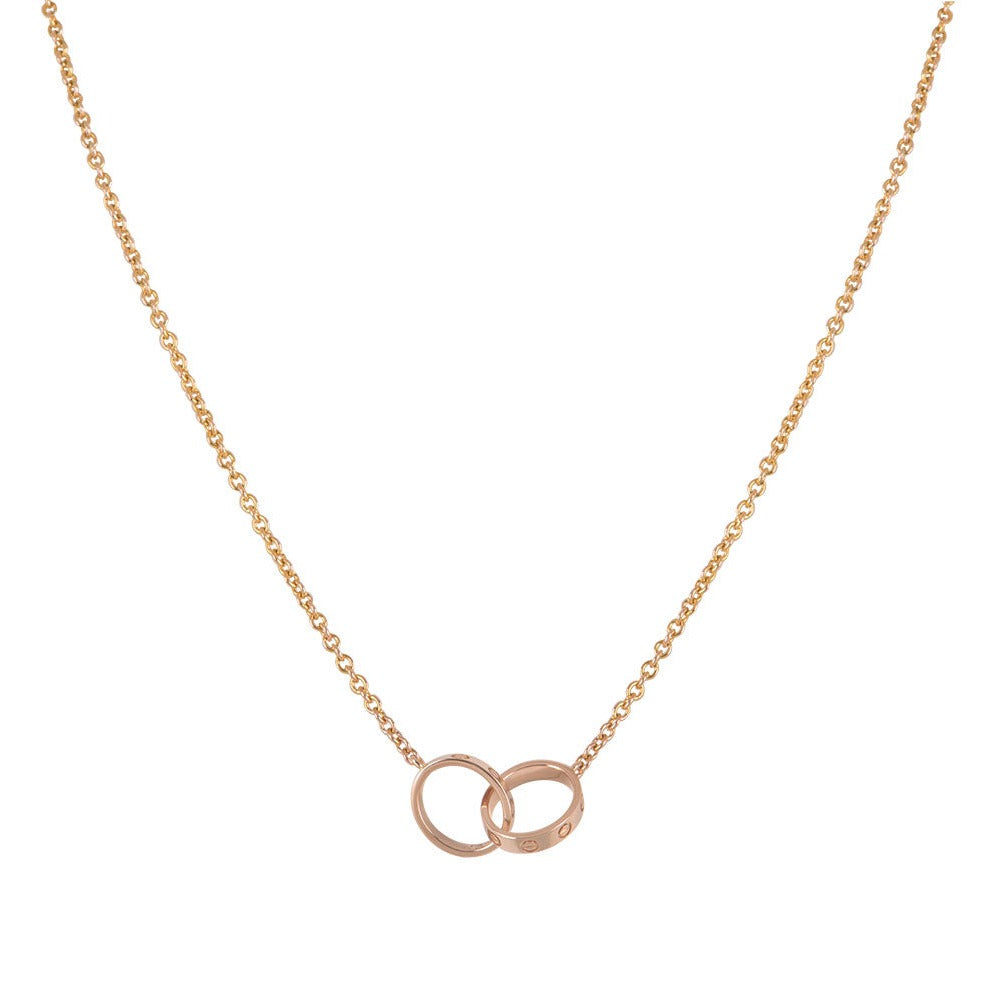 [GALE] Liebeskette mit Doppelring, Roségold 