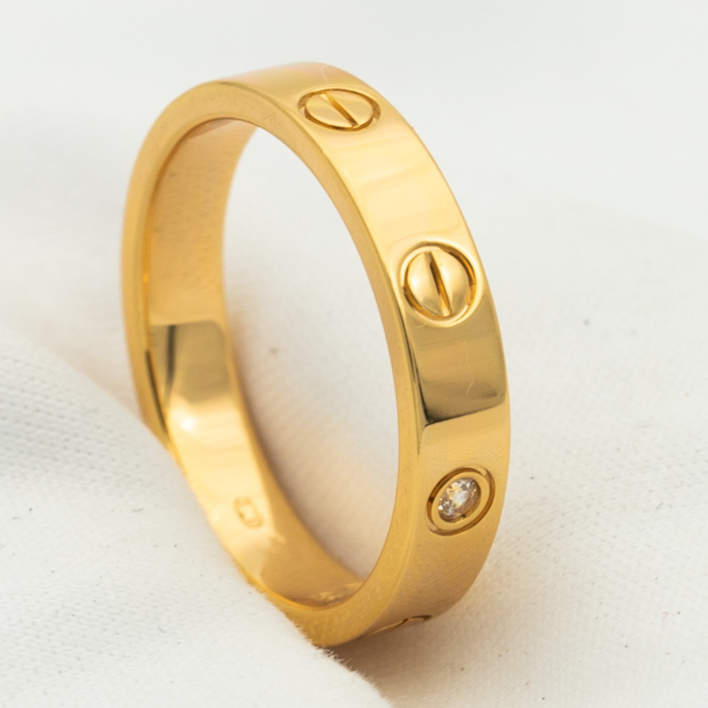 [GALE] Liebesring 4 mm, 1 Diamant, Roségold