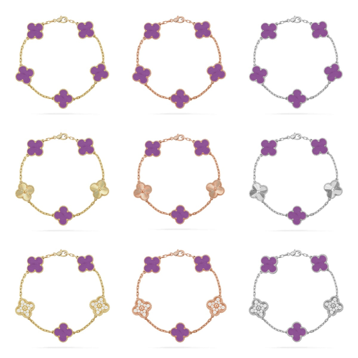 [GALE] CLOVER 5 MOTIF VIOLET BRACELET COLLECTION