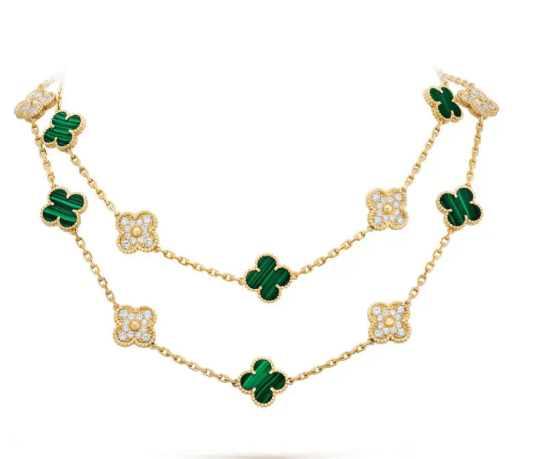 [GALE]CLOVER 20 MOTIFS MALACHIT DIAMANT-KETTE