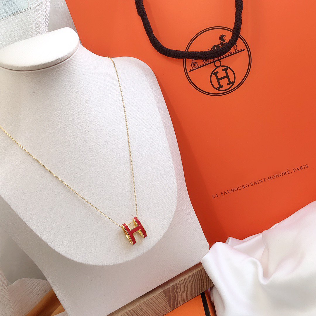 [GALE]HM CLIC レッド エナメル ゴールド ネックレス