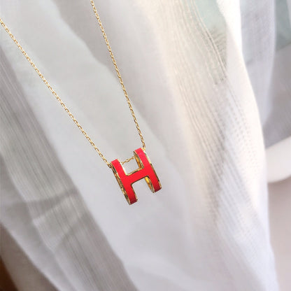[GALE]HM CLIC レッド エナメル ゴールド ネックレス