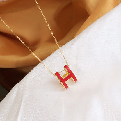 [GALE]HM CLIC レッド エナメル ゴールド ネックレス