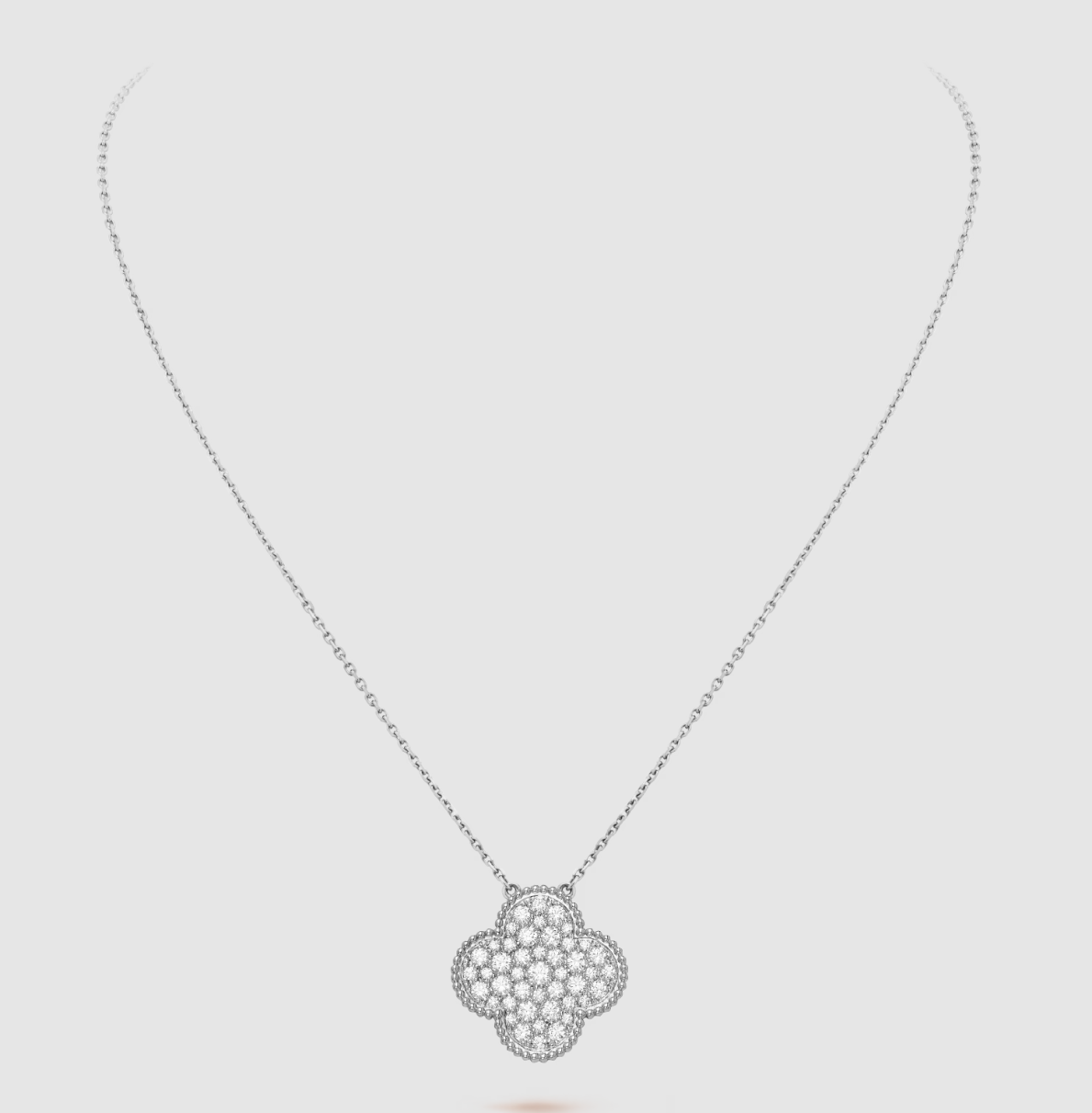[GALE]CLOVER 25MM GROSSER ANHÄNGER MIT DIAMANTENPAVED SILBERHALSKETTE