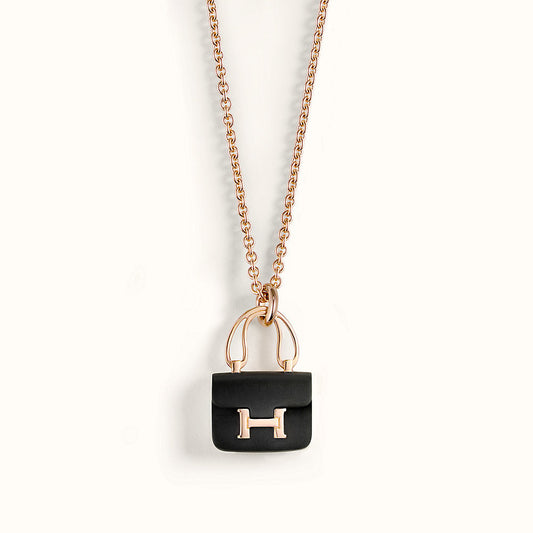 [GALE]CONSTANCE BLACK PEDANT PINK GOLD NECKLACE