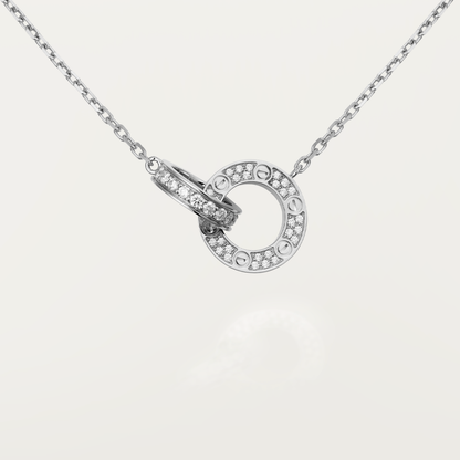 [GALE]LOVE 7.6mmネックレス ローズゴールド＆シルバー フルダイヤモンド