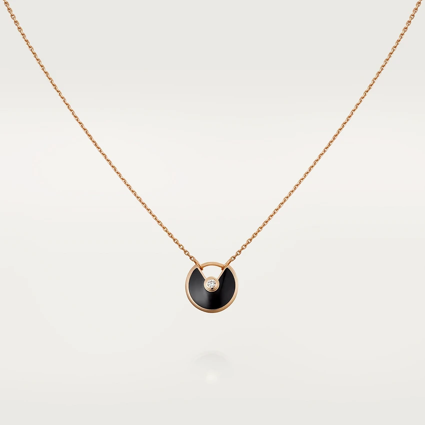 [GALE]AMULETTE ROSE GOLD ONYX NECKLACE