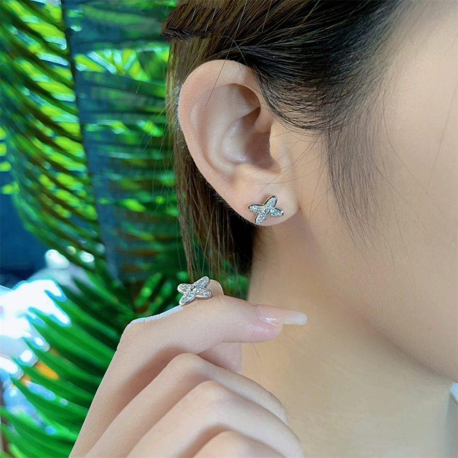 [GALE]JEUX DE SILVER DIAMOND EARRINGS