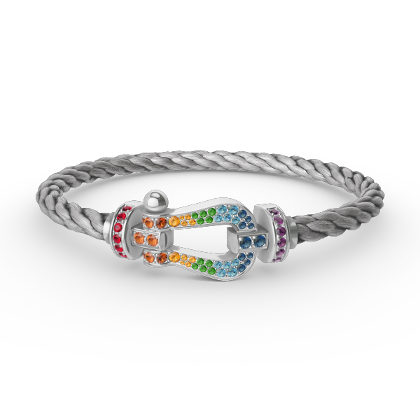[GALE]FORC LARGE HORSESHOE  COLORED DIAMOND BRACELET SILVER