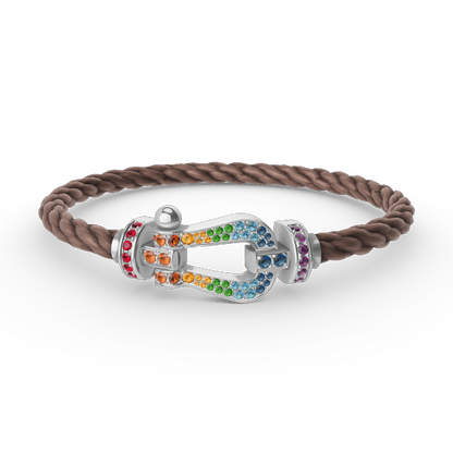 [GALE]FORC LARGE HORSESHOE  COLORED DIAMOND BRACELET SILVER