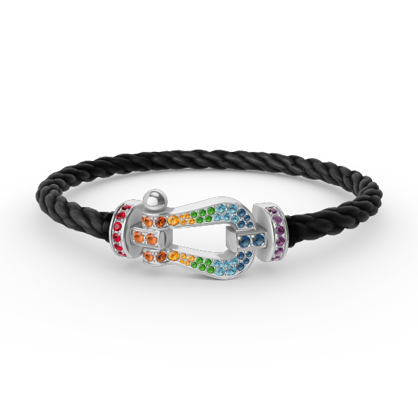 [GALE]FORC LARGE HORSESHOE  COLORED DIAMOND BRACELET SILVER