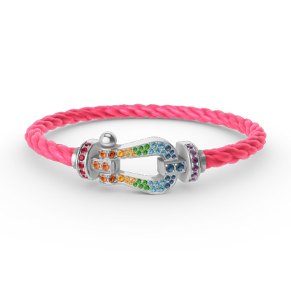 [GALE]FORC LARGE HORSESHOE  COLORED DIAMOND BRACELET SILVER