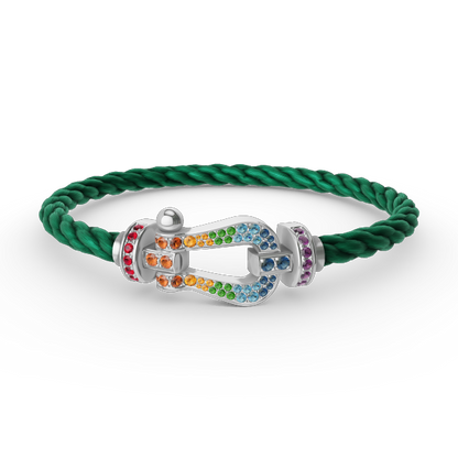 [GALE]FORC LARGE HORSESHOE  COLORED DIAMOND BRACELET SILVER
