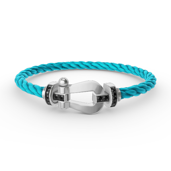 [GALE]FORCE LARGE HORSESHOE BLACK DIAMOND BRACELET SILVER