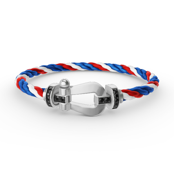 [GALE]FORCE LARGE HORSESHOE BLACK DIAMOND BRACELET SILVER
