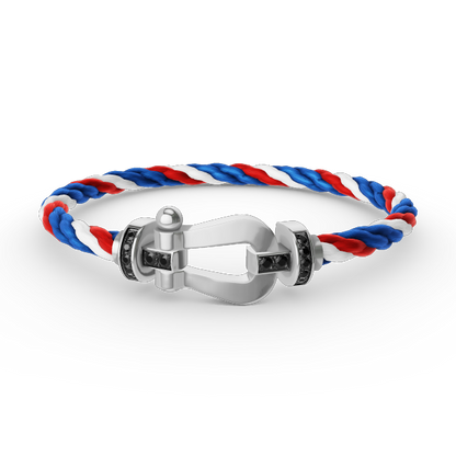 [GALE]FORCE LARGE HORSESHOE BLACK DIAMOND BRACELET SILVER