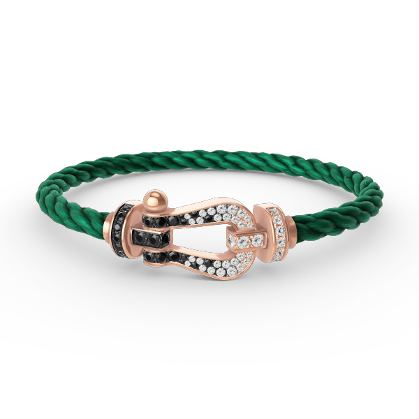 [GALE]FORCE LARGE HORSESHOE BLACK WHITE DIAMOND BRACELET ROSE GOLD