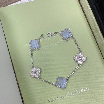[GALE] CLOVER 5 MOTIF PURPLE CHALCEDONY BRACELET COLLECTION