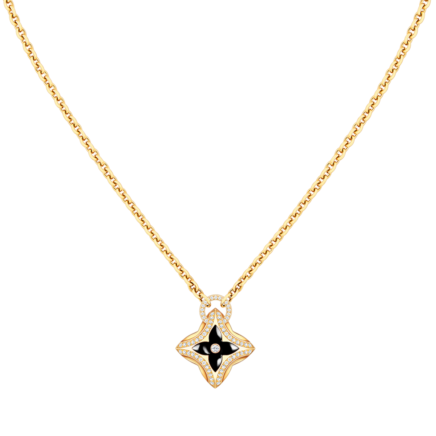 [GALE]Sternanhänger, rosafarbene Gold-Diamant-Halskette