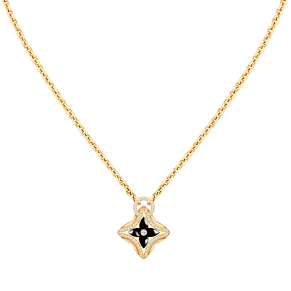 [GALE]Sternanhänger, rosafarbene Gold-Diamant-Halskette