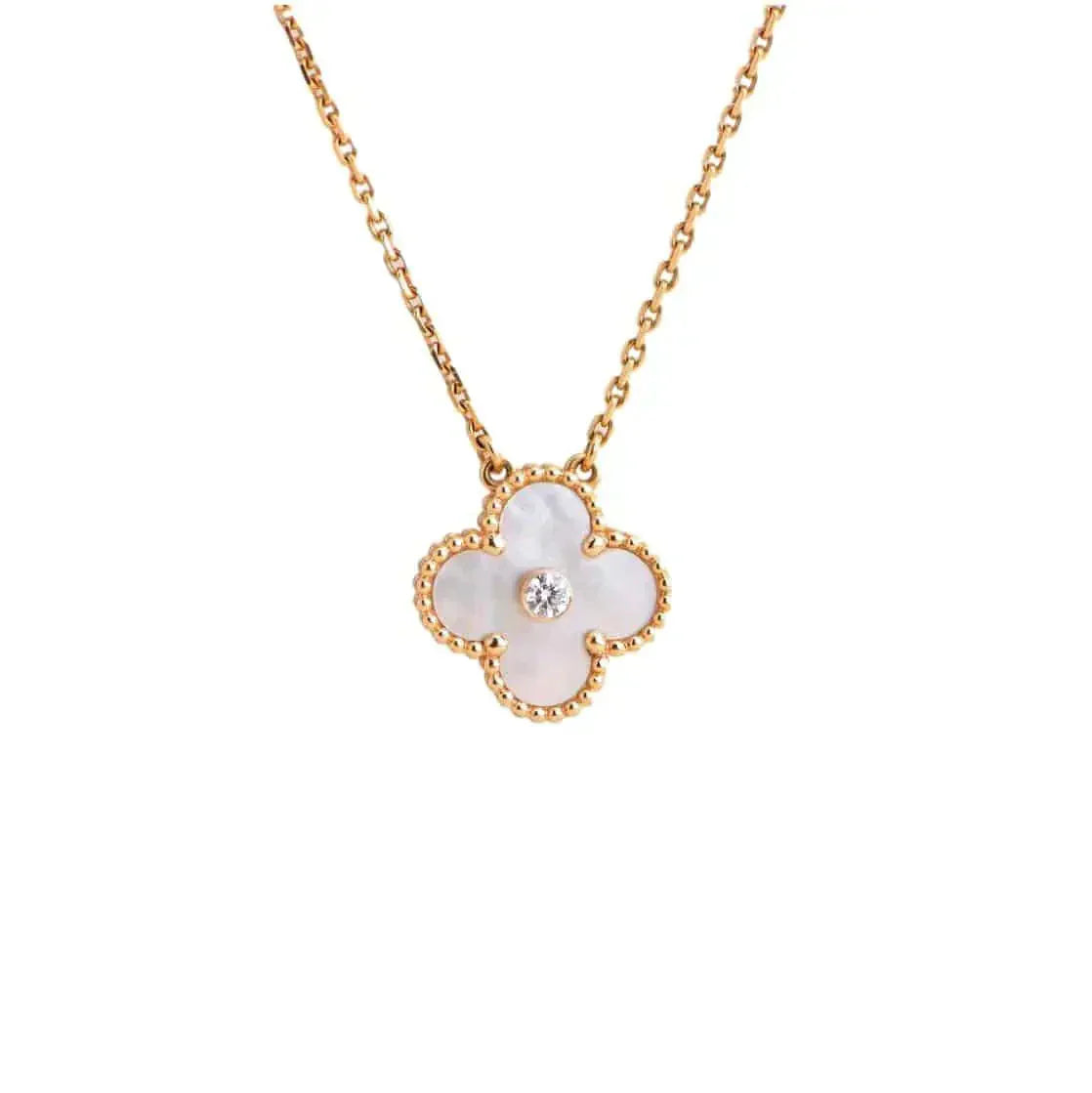 [GALE]CLOVER 15MM DIAMANT WEISSE FRITILLARIA-HALSKETTE