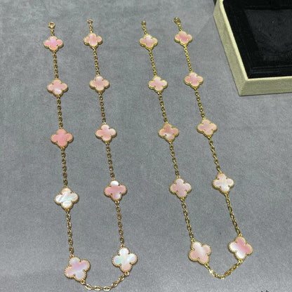 [GALE]CLOVER 10 MOTIFS ROSA MOP HALSKETTE