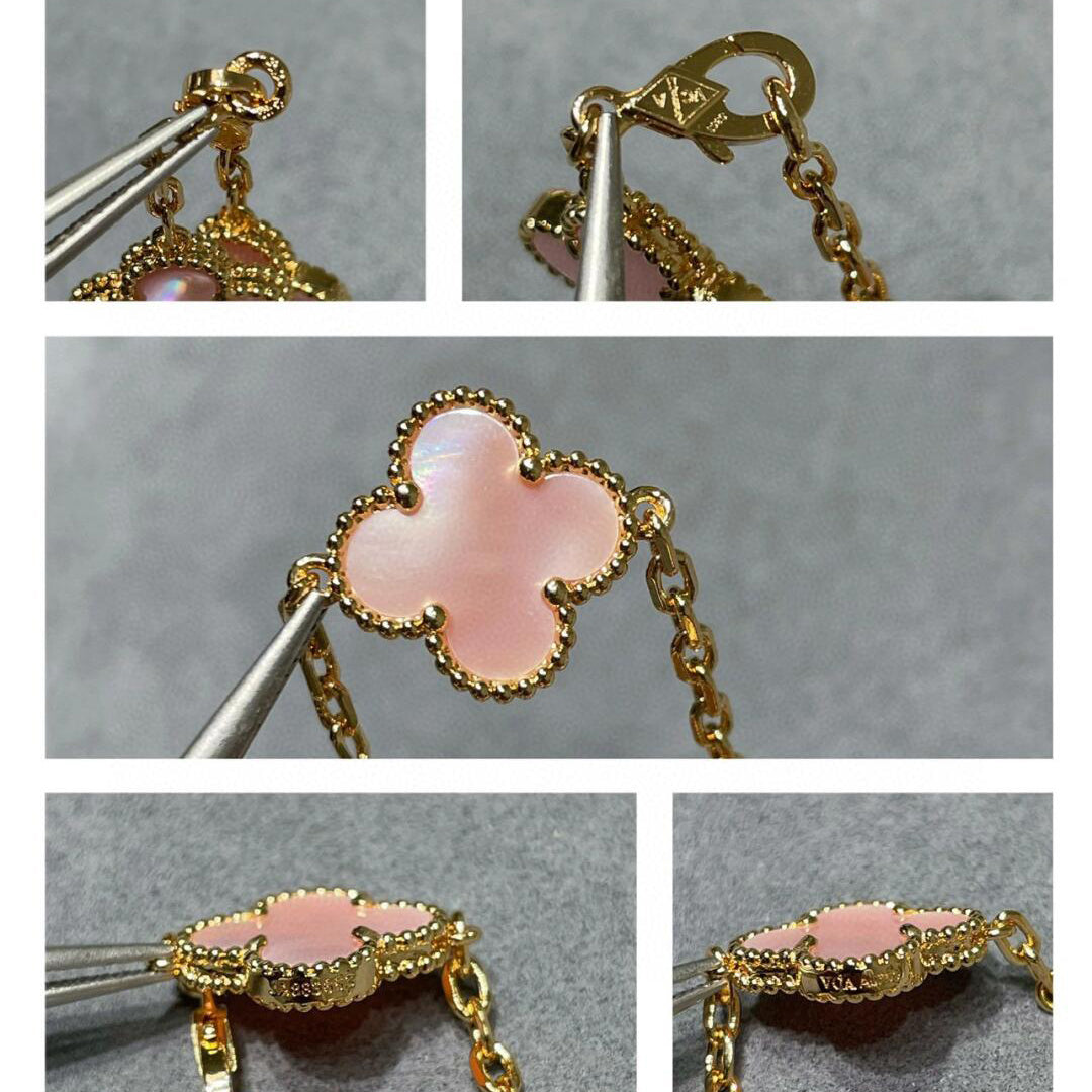 [GALE]CLOVER 10 MOTIFS ROSA MOP HALSKETTE