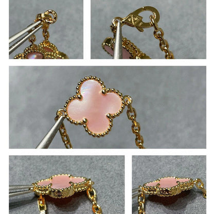 [GALE]CLOVER 10 MOTIFS ROSA MOP HALSKETTE