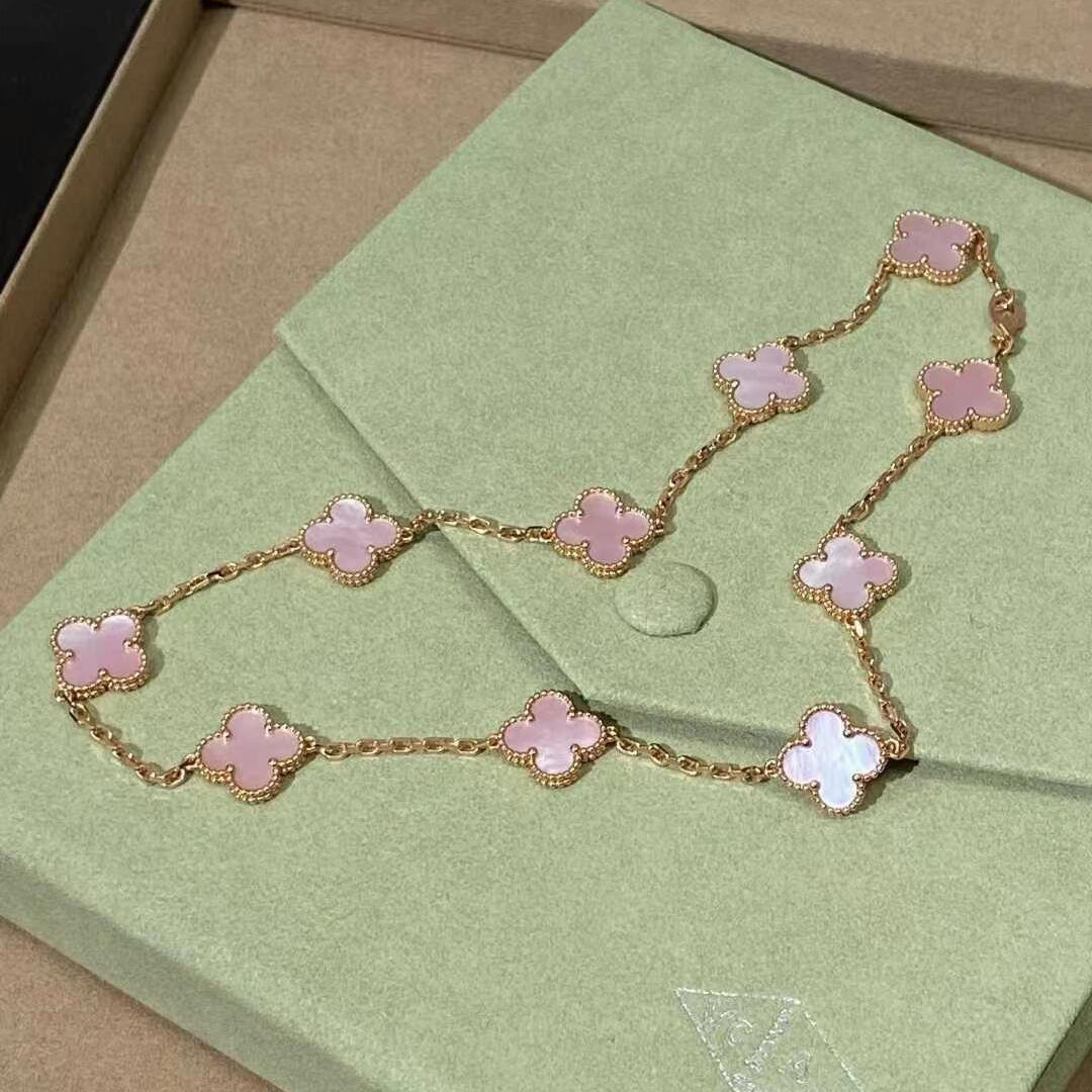 [GALE]CLOVER 10 MOTIFS ROSA MOP HALSKETTE