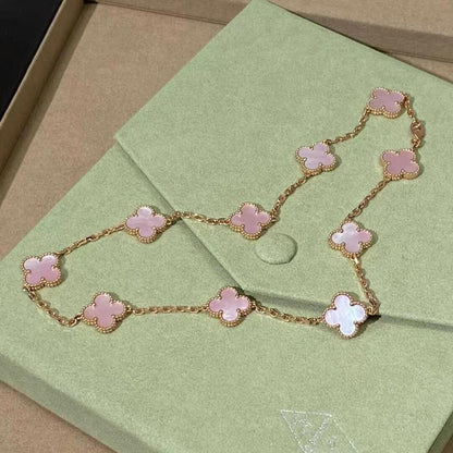 [GALE]CLOVER 10 MOTIFS ROSA MOP HALSKETTE