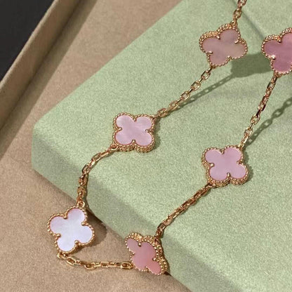 [GALE]CLOVER 10 MOTIFS ROSA MOP HALSKETTE