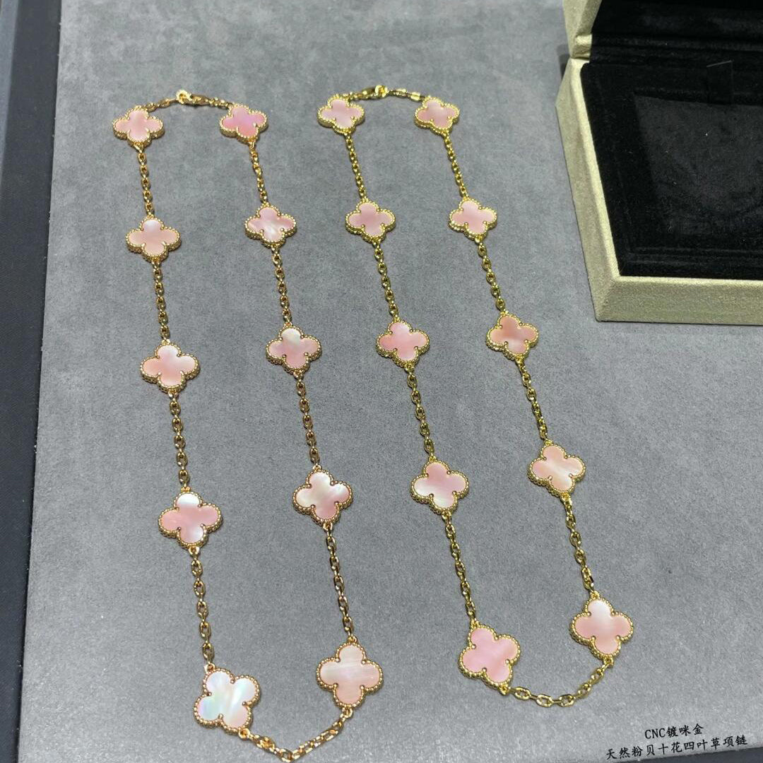 [GALE]CLOVER 10 MOTIFS ROSA MOP HALSKETTE