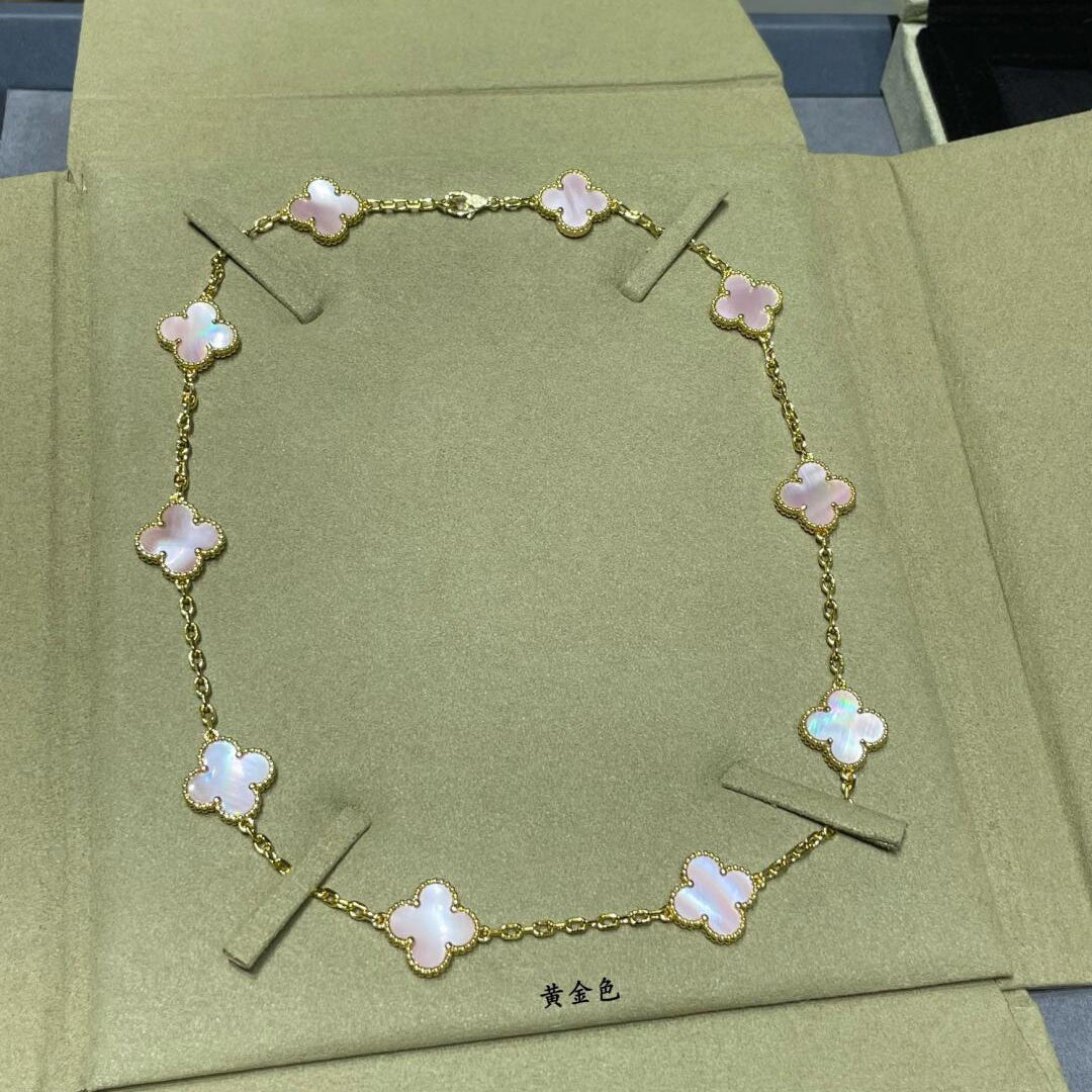 [GALE]CLOVER 10 MOTIFS ROSA MOP HALSKETTE
