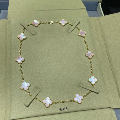 [GALE]CLOVER 10 MOTIFS ROSA MOP HALSKETTE