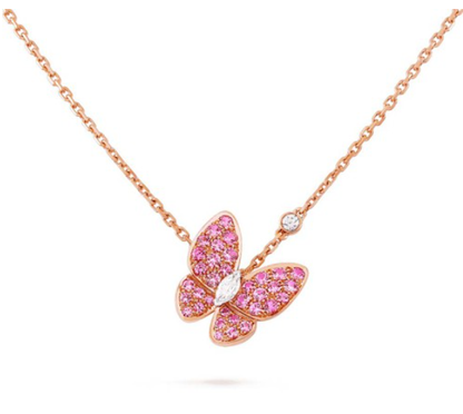 [GALE] SCHMETTERLING ROTE DIAMANTEN ROSÉGOLD-KETTE
