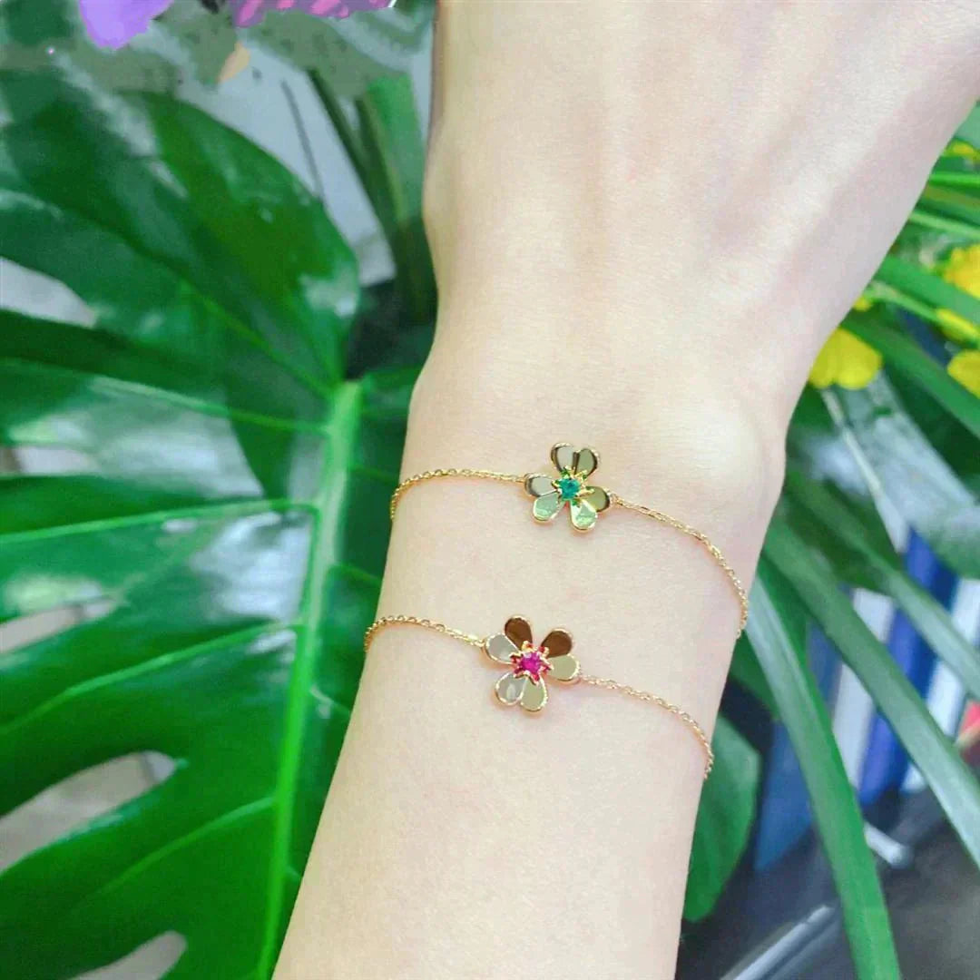 [GALE]FRIVOLE GOLD BLUME ROSA MALACHIT ARMBAND