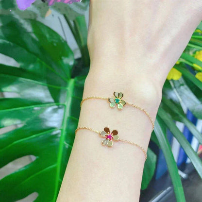 [GALE]FRIVOLE GOLD BLUME ROSA MALACHIT ARMBAND