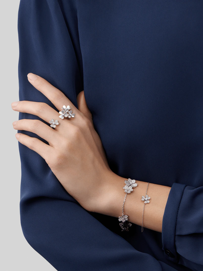 [GALE]FRIVOLE Silbernes Blumen-Diamant-Armband 