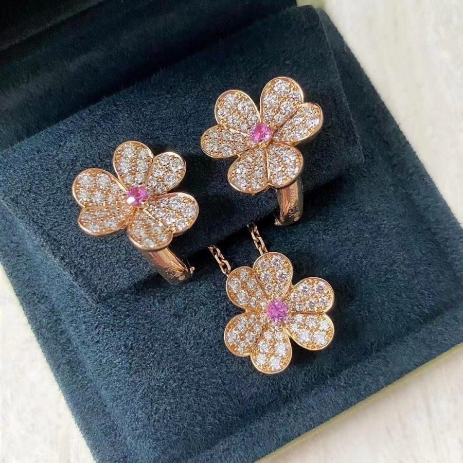 [GALE]FRIVOLE ROSÉGOLD BLUMEN-DIAMANT-HALSKETTE