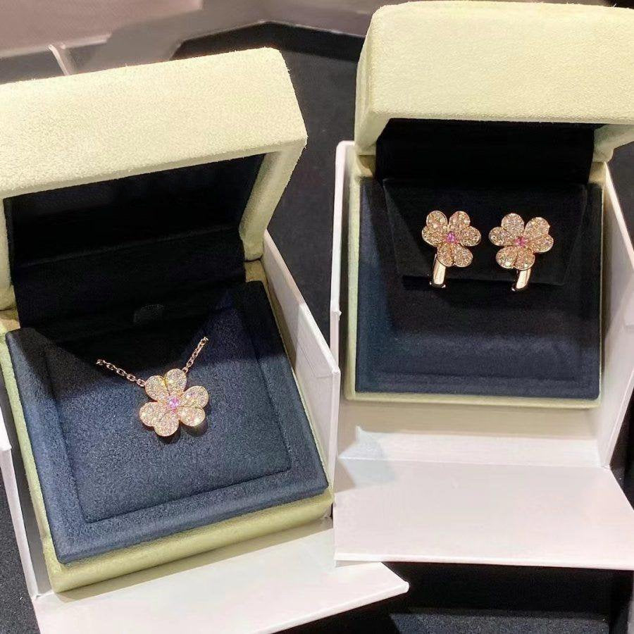 [GALE]FRIVOLE ROSÉGOLD BLUMEN-DIAMANT-HALSKETTE