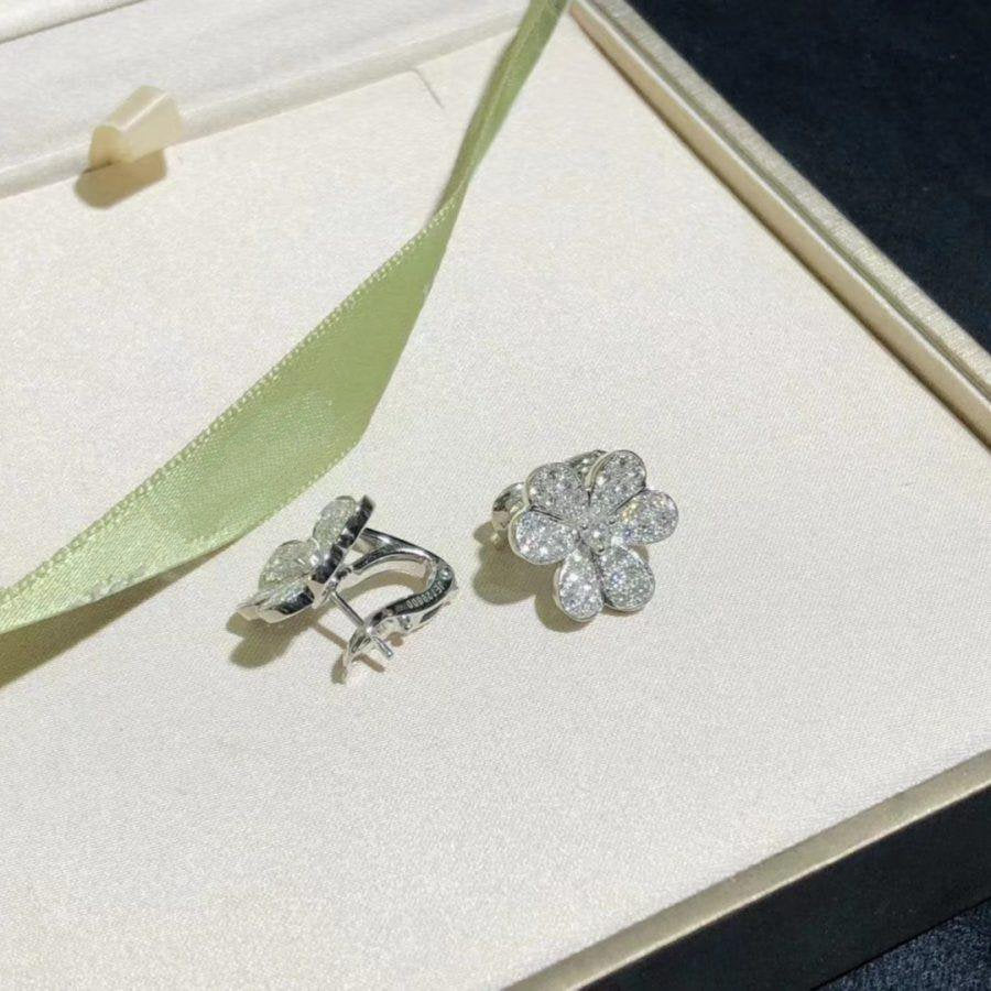 [GALE]FRIVOLE SILBERNE BLUMEN-DIAMANT-OHRRINGE