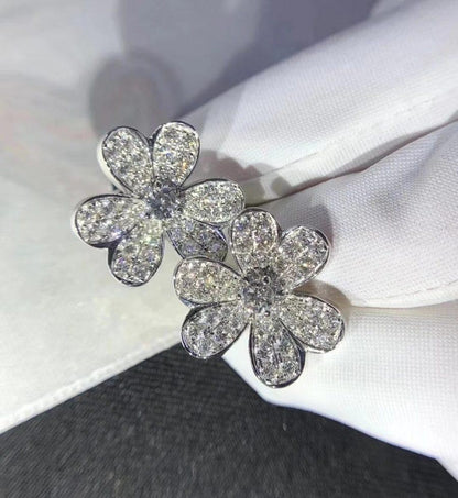 [GALE]FRIVOLE SILBERNE BLUMEN-DIAMANT-OHRRINGE