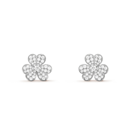 [GALE]FRIVOLE SILVER FLOWER DIAMOND EARRINGS