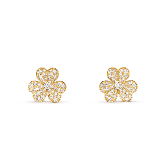 [GALE]FRIVOLE GOLD FLOWER DIAMOND EARRINGS
