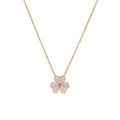 [GALE]FRIVOLE ROSÉGOLD BLUMEN-DIAMANT-HALSKETTE