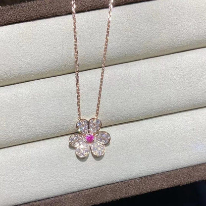 [GALE]FRIVOLE ROSÉGOLD BLUMEN-DIAMANT-HALSKETTE