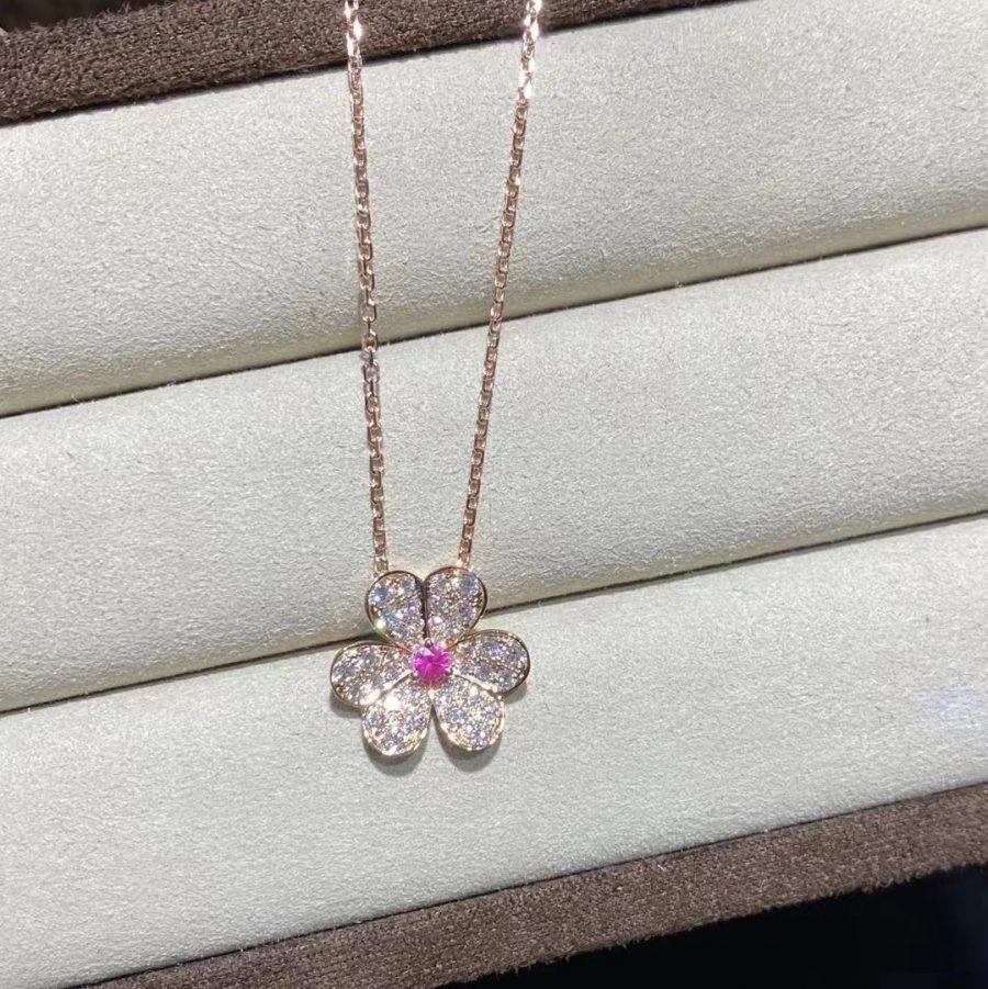 [GALE]FRIVOLE ROSÉGOLD BLUMEN-DIAMANT-HALSKETTE