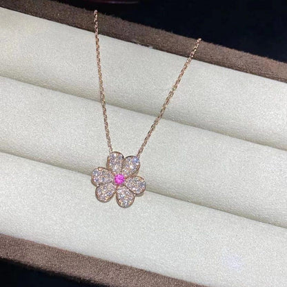 [GALE]FRIVOLE ROSÉGOLD BLUMEN-DIAMANT-HALSKETTE