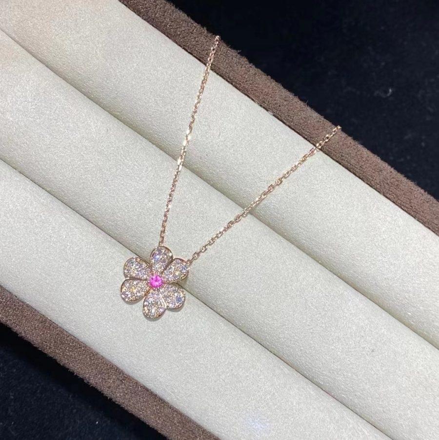 [GALE]FRIVOLE ROSÉGOLD BLUMEN-DIAMANT-HALSKETTE